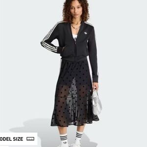 Adidas Black Sheer Midi Skirt with Polka Dots